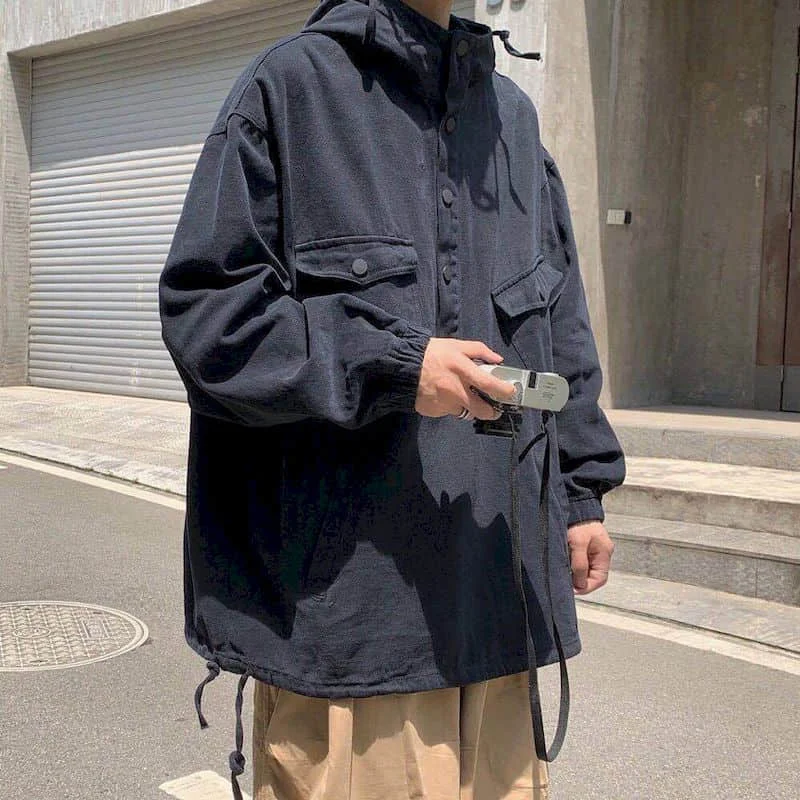Мужская куртка с капюшоном в японском ретро-стиле студенческий тренд Корейская