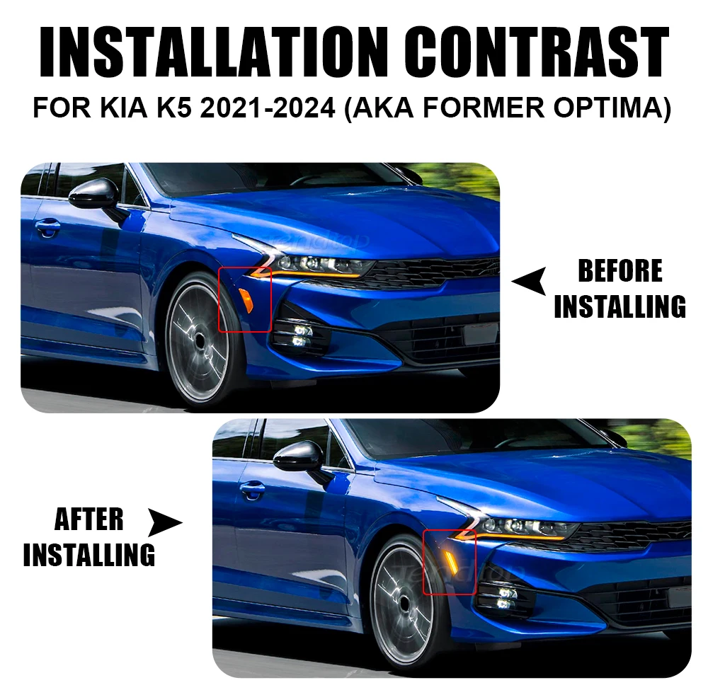 2 шт. фонари янтарного цвета для Kia K5 Gen5 DLS Sedan 2021 2022 2023 + передний бампер