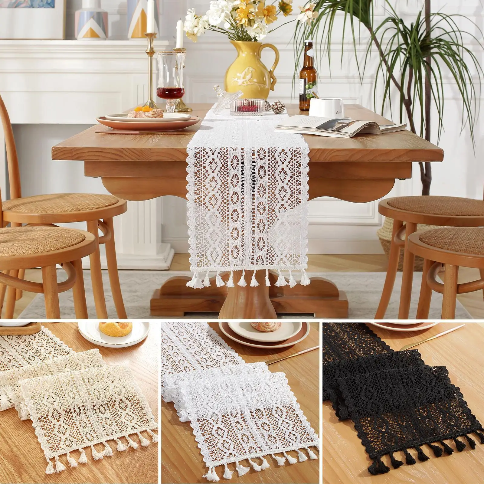 

Кружевная скатерть с бахромой K5r0, прямоугольная Декоративная скатерть из хлопка, украшение для стола