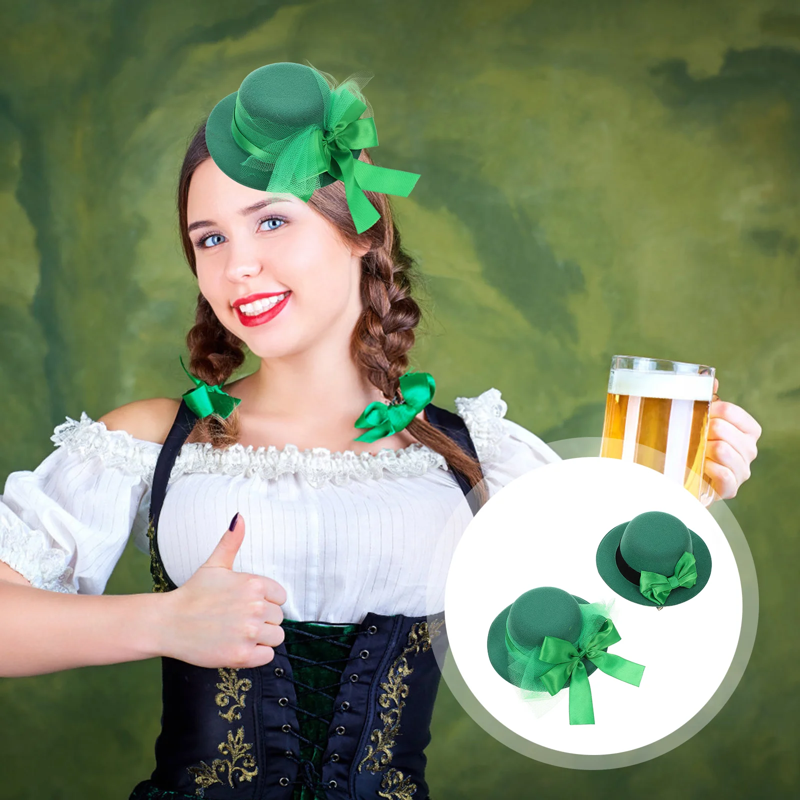 

Hair Clip Hat St Patricks Dayclips Mini Leprechaun Green Party Hairpin