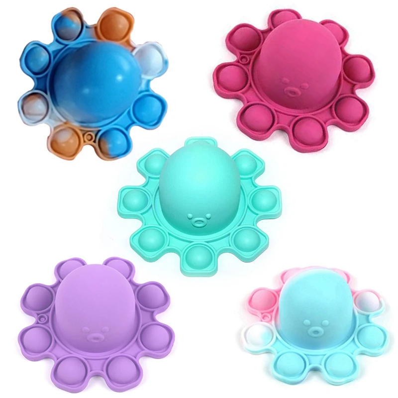 

Silicone Face-changing Fingertip Bubble Flip Octopus Toy Small Octopus Keychain Pendant Finger Gyro Decompression Toy