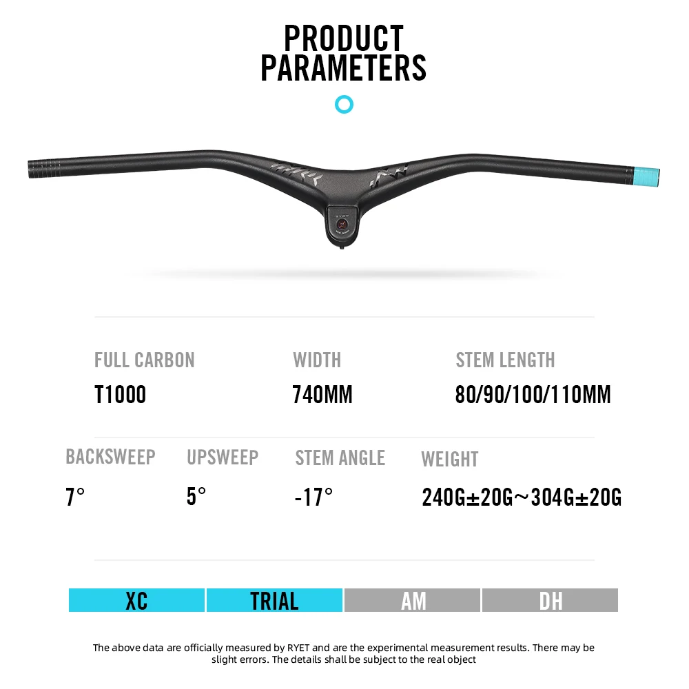 Новый интегрированный горный велосипедный руль RYET Carbon T1000 Rise 740мм с наклоном -5 градусов UD Matte XC Flat Bar Stem для горных велосипедов в 2023 году.