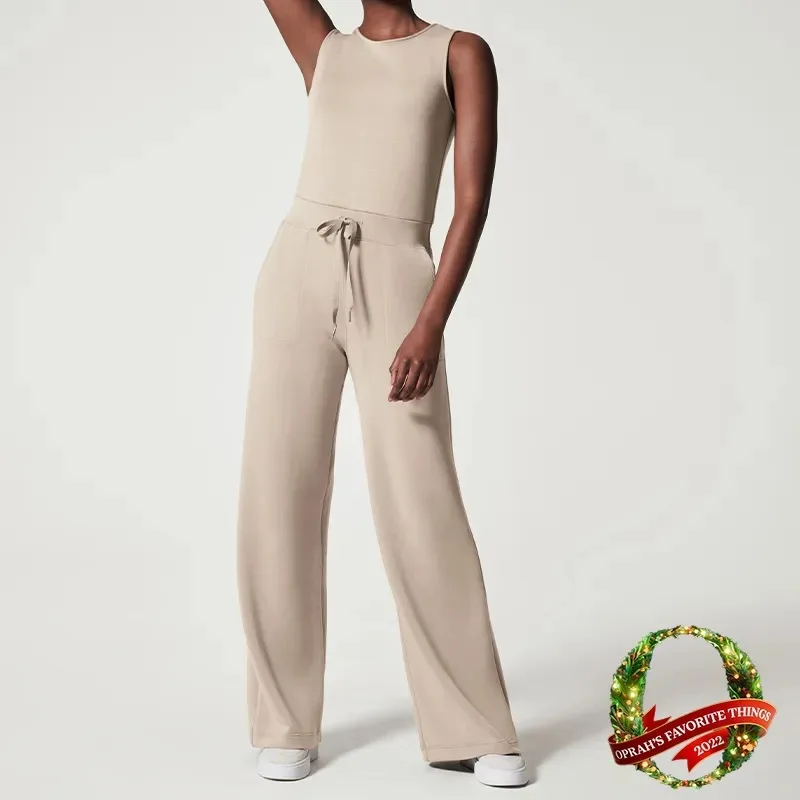 

2023 Jumpsuits for Women Elegance Casual Women's Sleeveless Solid Color Lace-up Trouser Jumpsuit Open Window Jumpsuit Wide Leg
