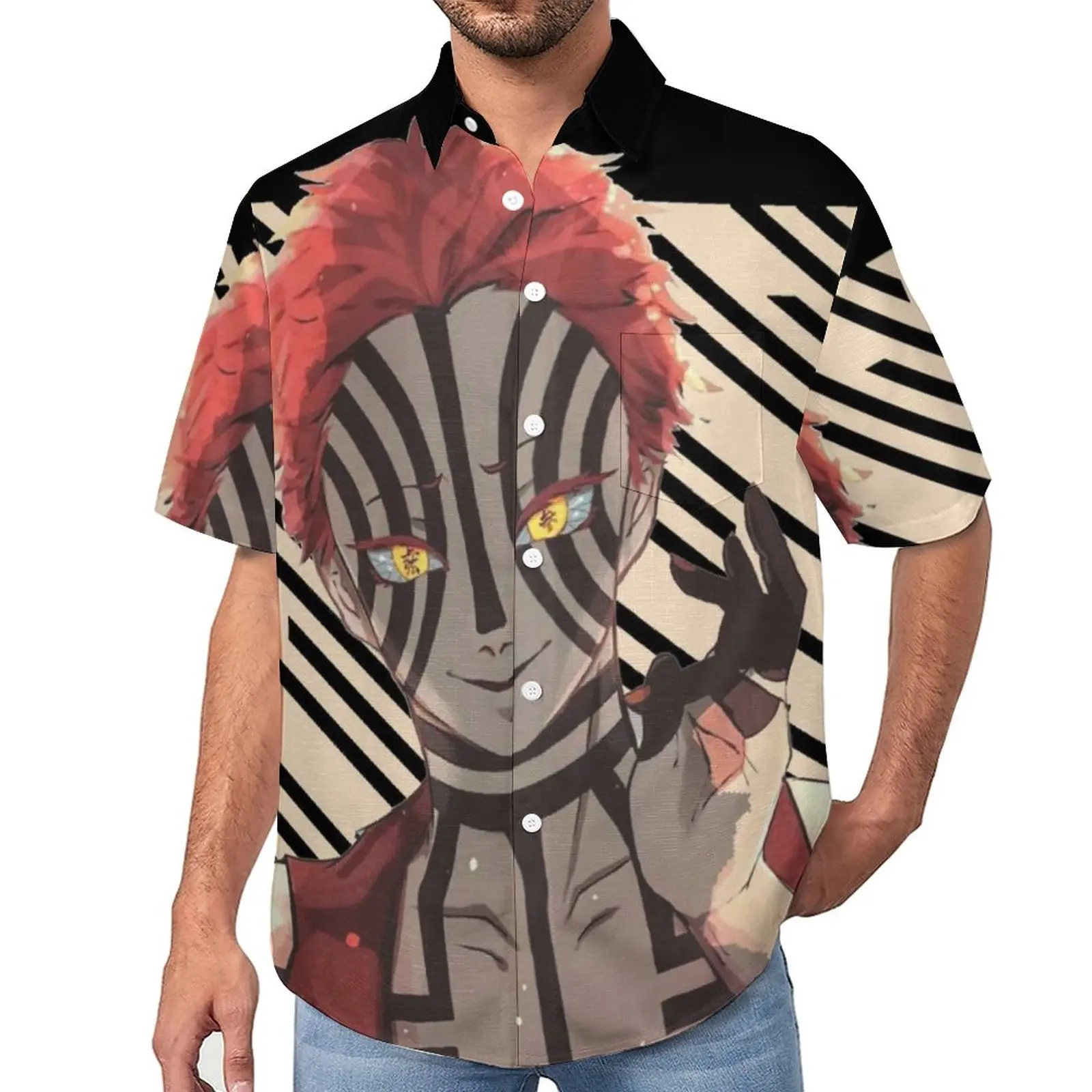 

Akaza рассекающая демонов Повседневная рубашка Аниме Манга Япония отаку Свободная рубашка для отпуска Гавайская Y2K блузки с коротким рукавом топы большого размера