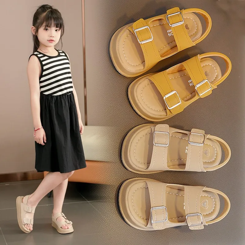 Сандалии для девочек Новинка 2024 летняя спортивная обувь на мягкой подошве модная