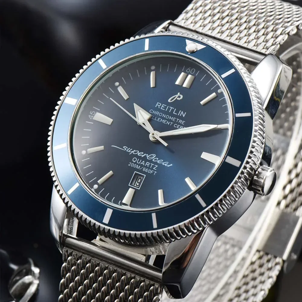 

Top AAA+ Breitling Watches For Mens Luxury Full Stainless Steel Automatic Date Wristwatch High Qulaity Business Quartz AAA Clock