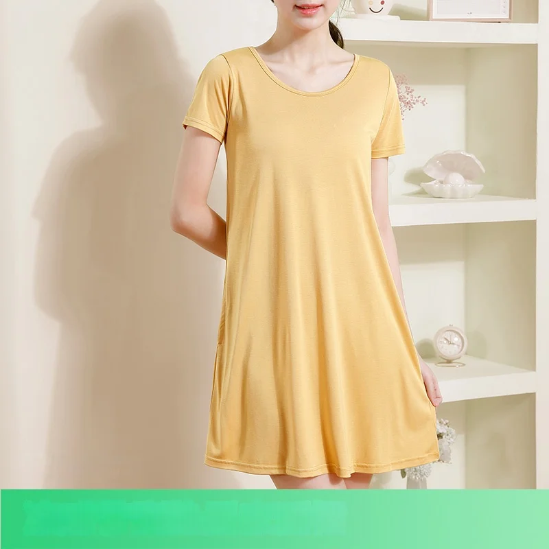 Летняя Новинка свободная Ночная рубашка средней длины с круглым вырезом и