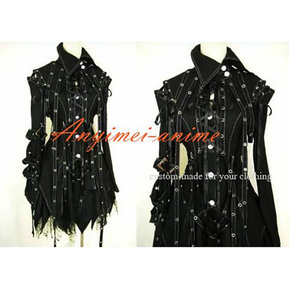 

hiphop Gothic Tripp Lolita Punk Fashion Black cotton Jacket Coat skirt Cosplay Costume Tailor-made[CK1142]