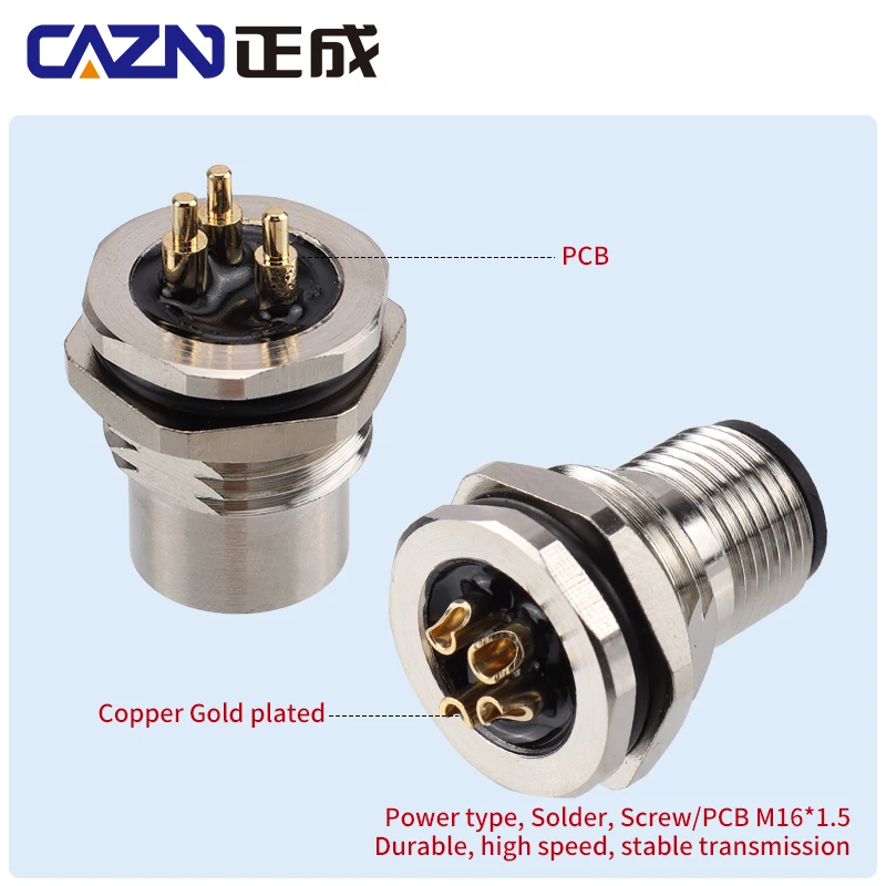 M12 S-код мужская и женская передняя монтажная розетка 3-контактный металлический