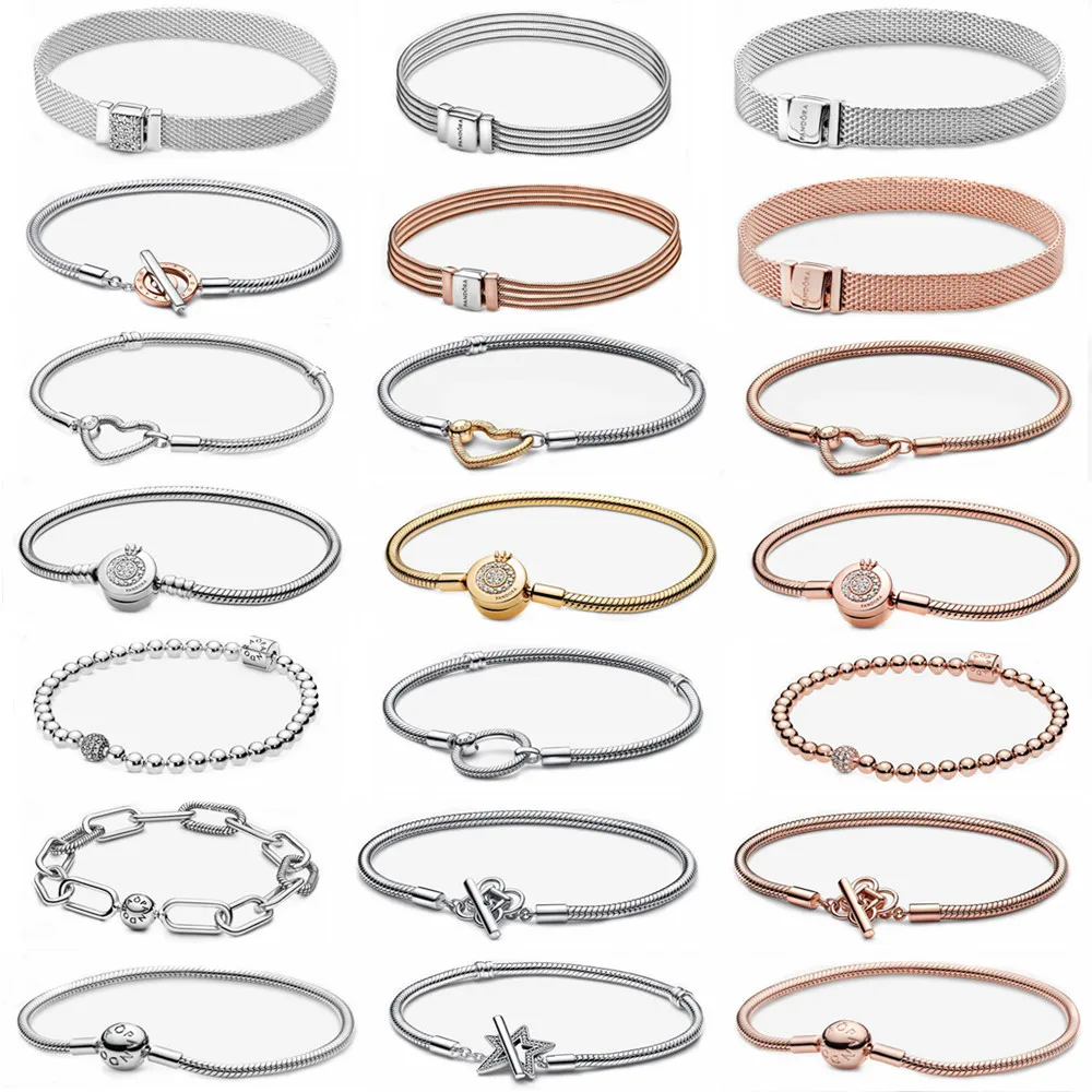

Summer Fashion Jewelry Women 925 Sterling Silver Friendship Bracelet DIY Designer Charm Fit Original Beads Gift Bangle