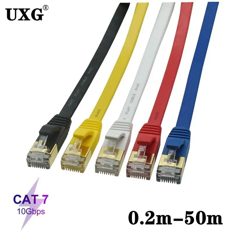 

7468 NO.2 Cat7 Lan Platte 10Gbps Kabel Stp Rj 45 Netwerk Kabel Rj45 Patch Cord Voor Router Laptop Ethernet kabel 0.2M 10M 5M 3