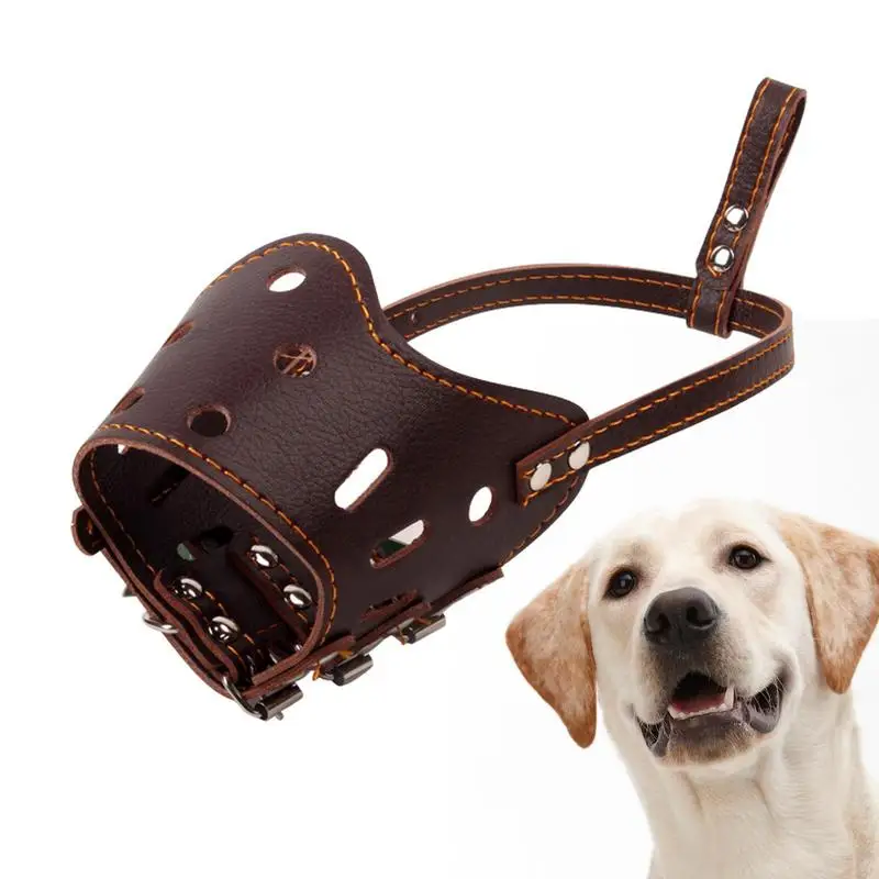 

Leather Dog Muzzle Anti Biting Barking Chewing Breathable And Comfortable Muzzle Suitable For Most Dogs At Pet Hospital Indoor