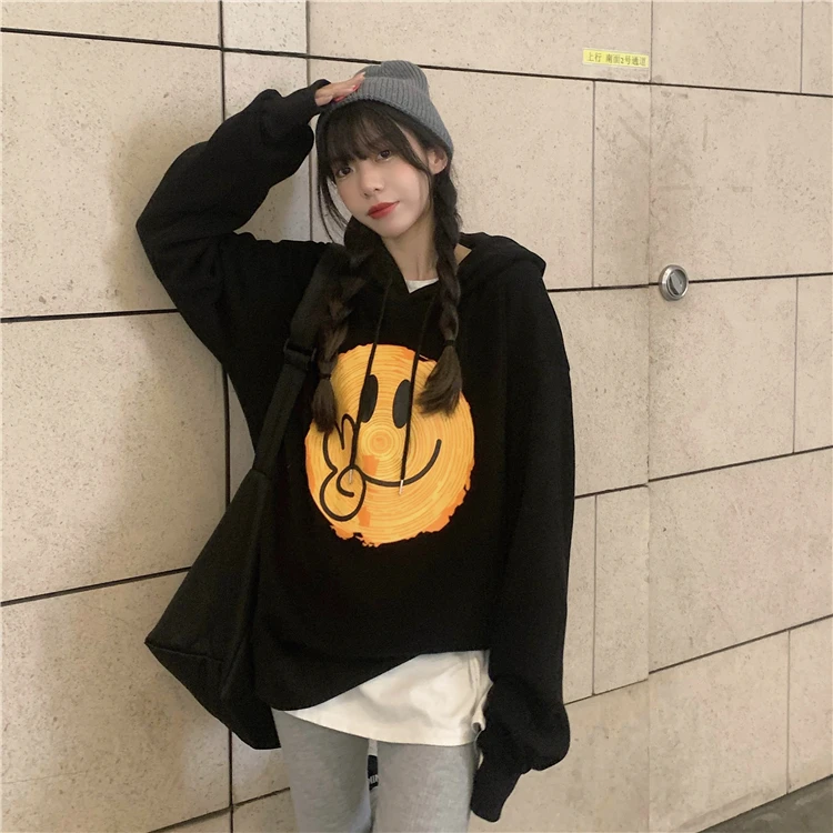 

1133 new fun printing couple outfit loose plus size hooded Sweatshirts