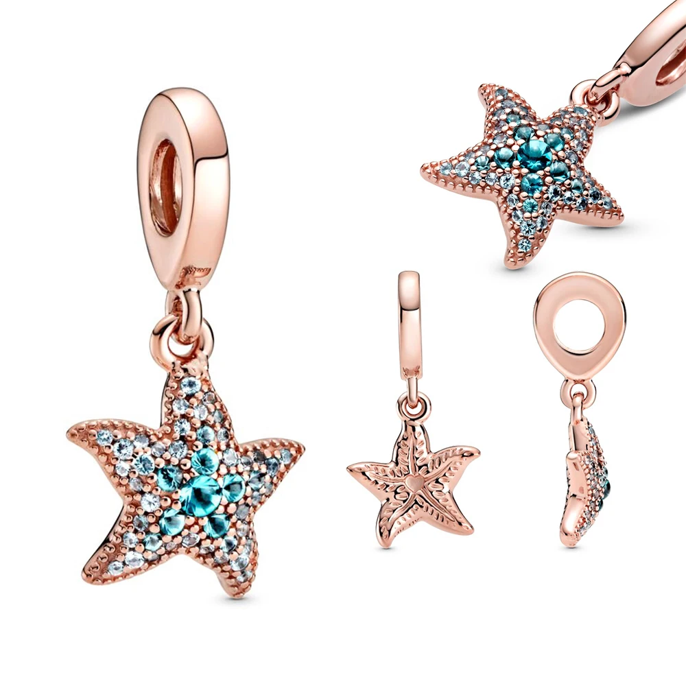 

Женский серебряный циркониевый браслет с морскими звездами, подходит для оригинального браслета pandora, ювелирный подарок
