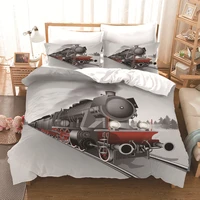 retro train bedding set 3d duvet cover with pillowcase twin queen king size bed set 23pcs home textiles