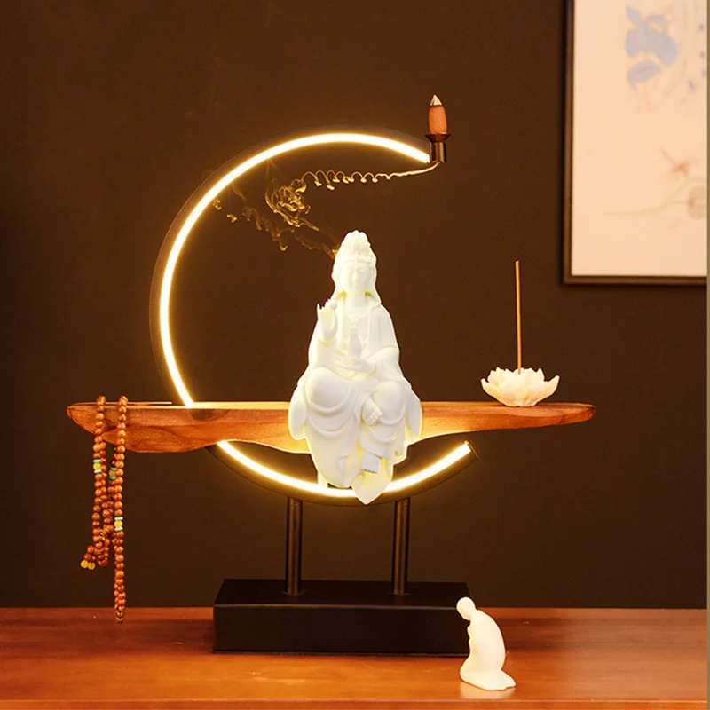 

Backflow Incense Burner Zen Smoke Waterfall Buddha Fountain Incense Burner Buddhist Supplies Porte Encens Ofiice Decoration