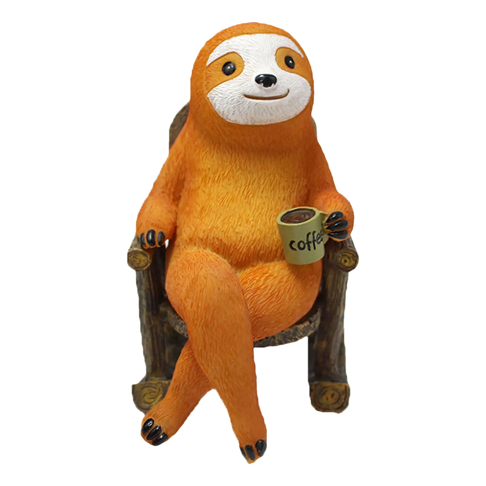

Rocking Chair Sloth Ornament Sloth Garden Statue Drinking Coffee Sloth Table Sculptures Animal Art Yard Outdoor Decoration