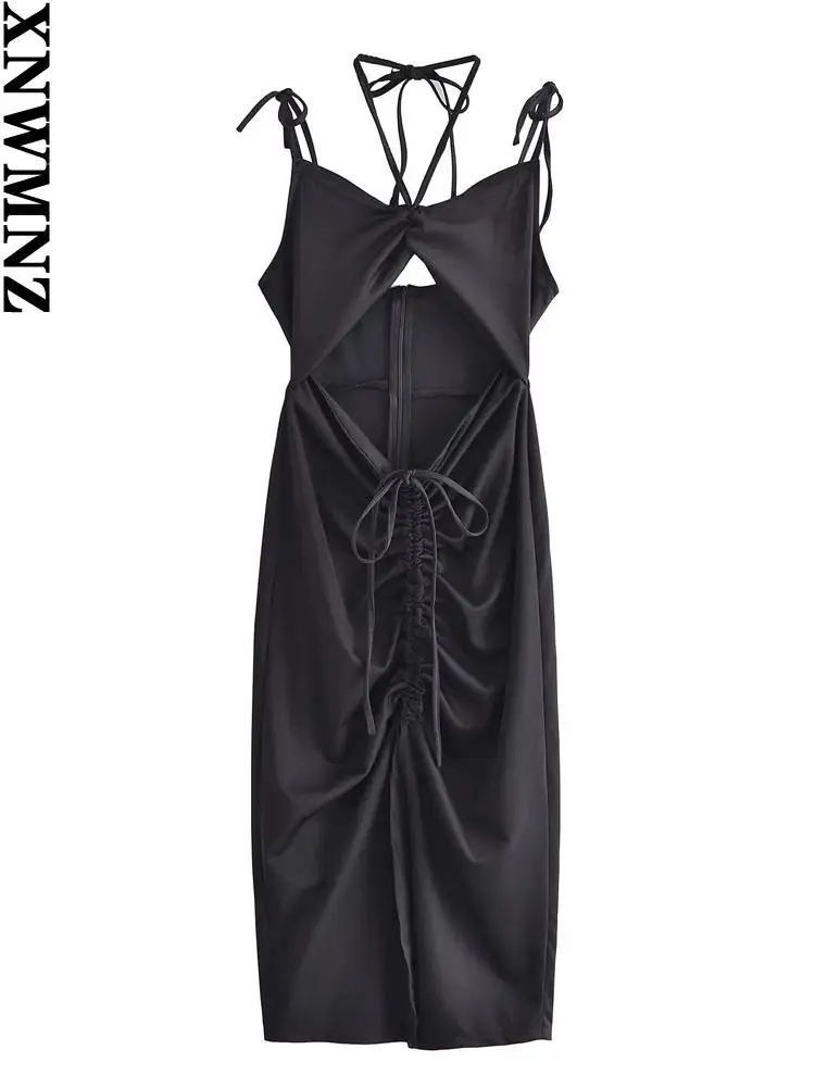 

XNWMNZ летнее высококачественное вечернее платье для женщин с вырезами на шнуровке Платье на бретельках сексуальное с открытой спиной на тонк...