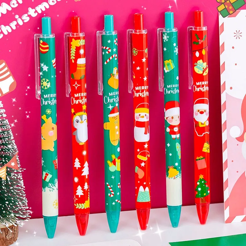 

5pcs/lot Christmas Press Gel Pen 0.5MM Balck Ink Business Signature Pen Student Exam Writing Stationery School Office Supplies