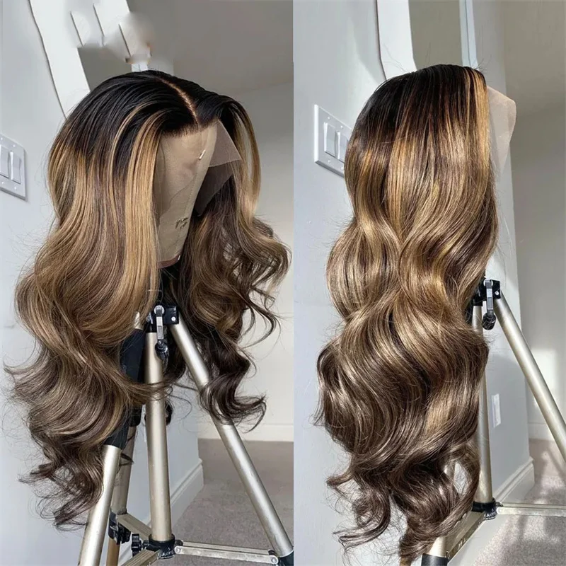 26 дюймов предварительно выщипанные блестящие коричневые безклеевые волнистые