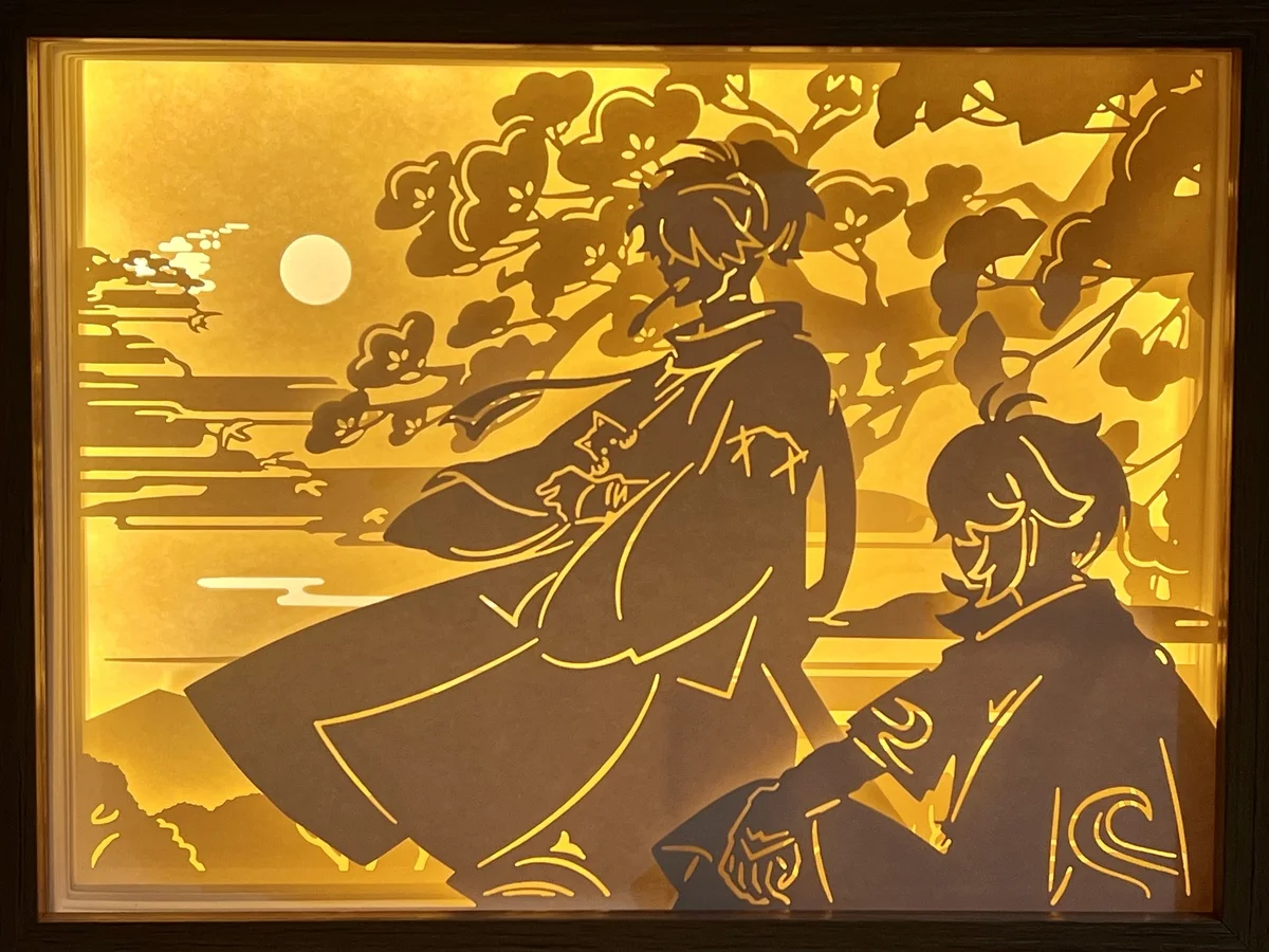 Оригинальная фигурка Genshin Impact Kazuha Xiao The Lonely Journey лампа для резьбы по бумаге