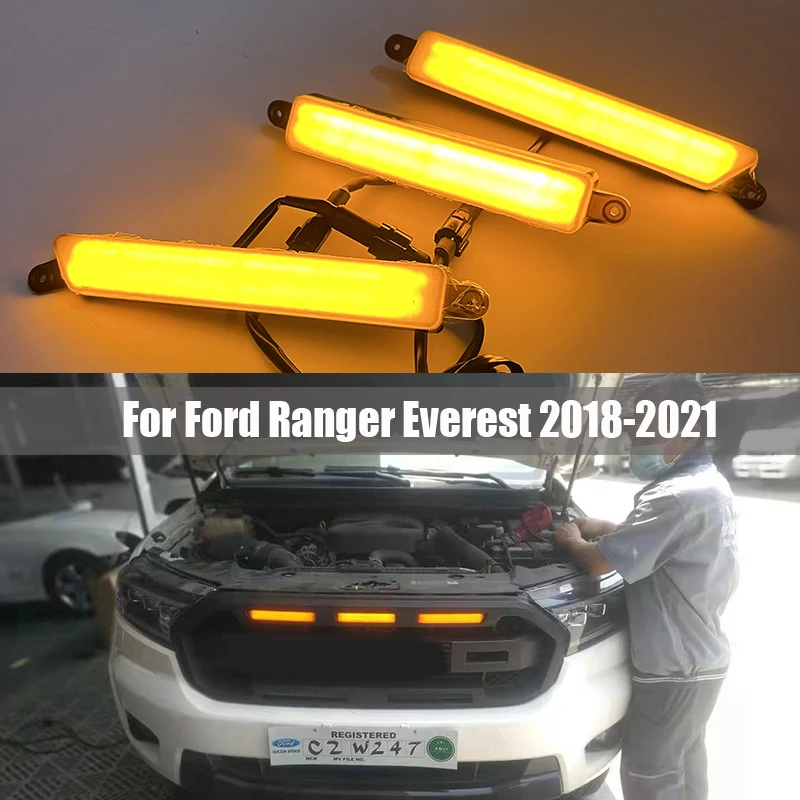 

Front Led Drl Daytime Lights Mesh Mask Cover Led Lighting Fog Lamps Fit For Ford Ranger T8 Everest 2018 2019 2020 2021
