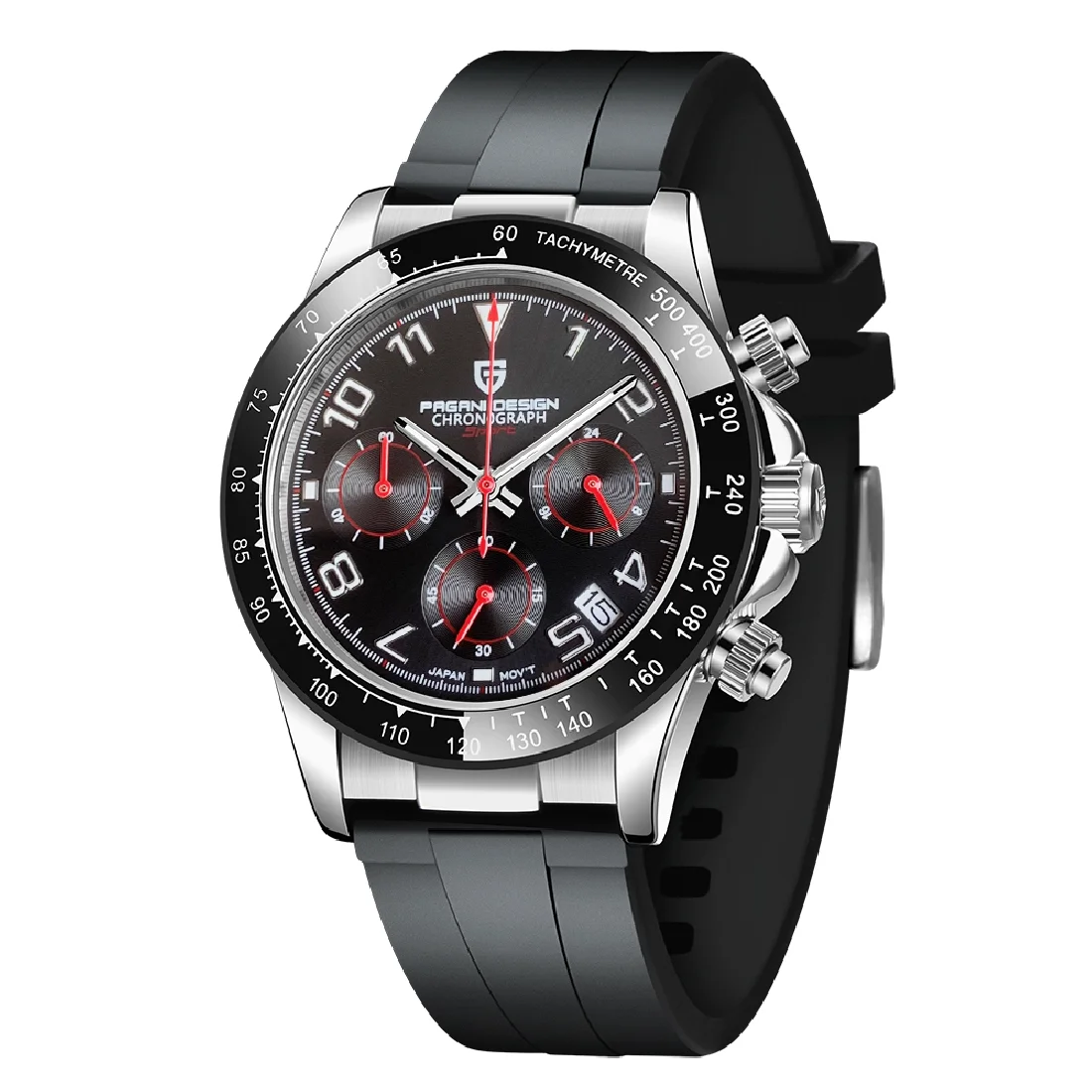 

Часы PAGANI DESIGN Мужские кварцевые, модные водонепроницаемые Роскошные с керамическим циферблатом, с сапфировым стеклом, с хронографом и секундомером