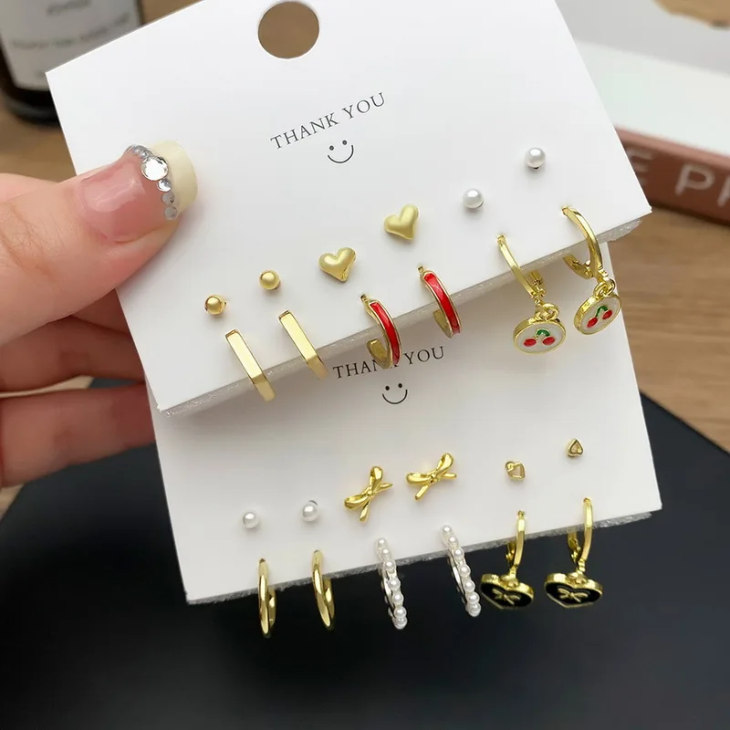 

Trend Silver Color Animal Butterfly Drop Earrings Set for Women Girls Geometric Heart Metal Acrylic Earrings Jewelry