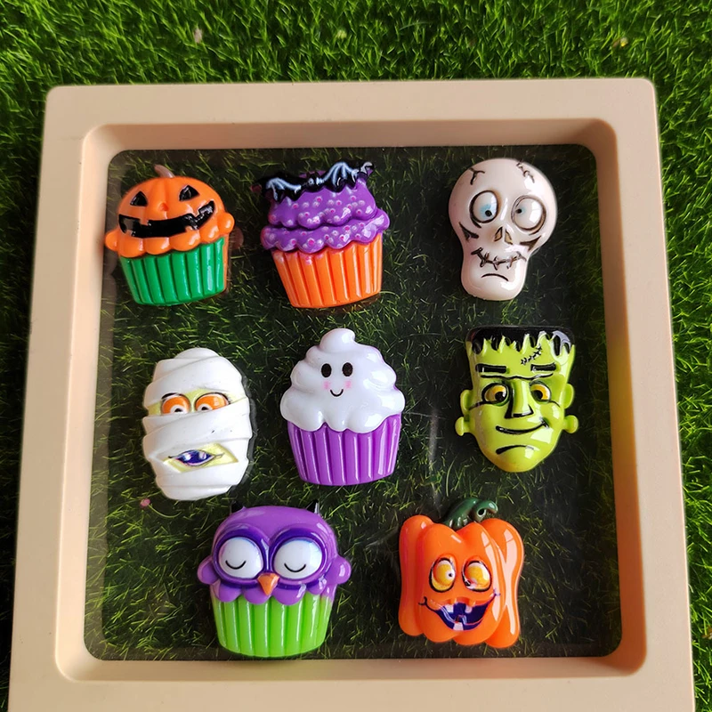 10 шт. милые красочные полимерные 3D призраки летучая мышь торт Тыква Сова череп