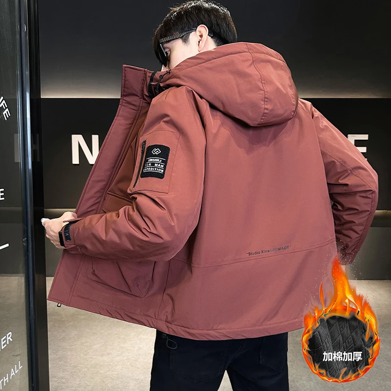 Повседневные мужские куртки с капюшоном на хлопковом наполнителе Осень-зима 2024
