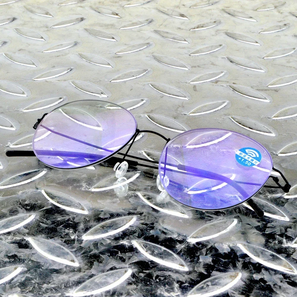 Screwless Titanium Alloy Retro Simplicity Handcrafted 12-layer Coated Lens Round Reading Glasses +0.75 to +4 Includes PU Case