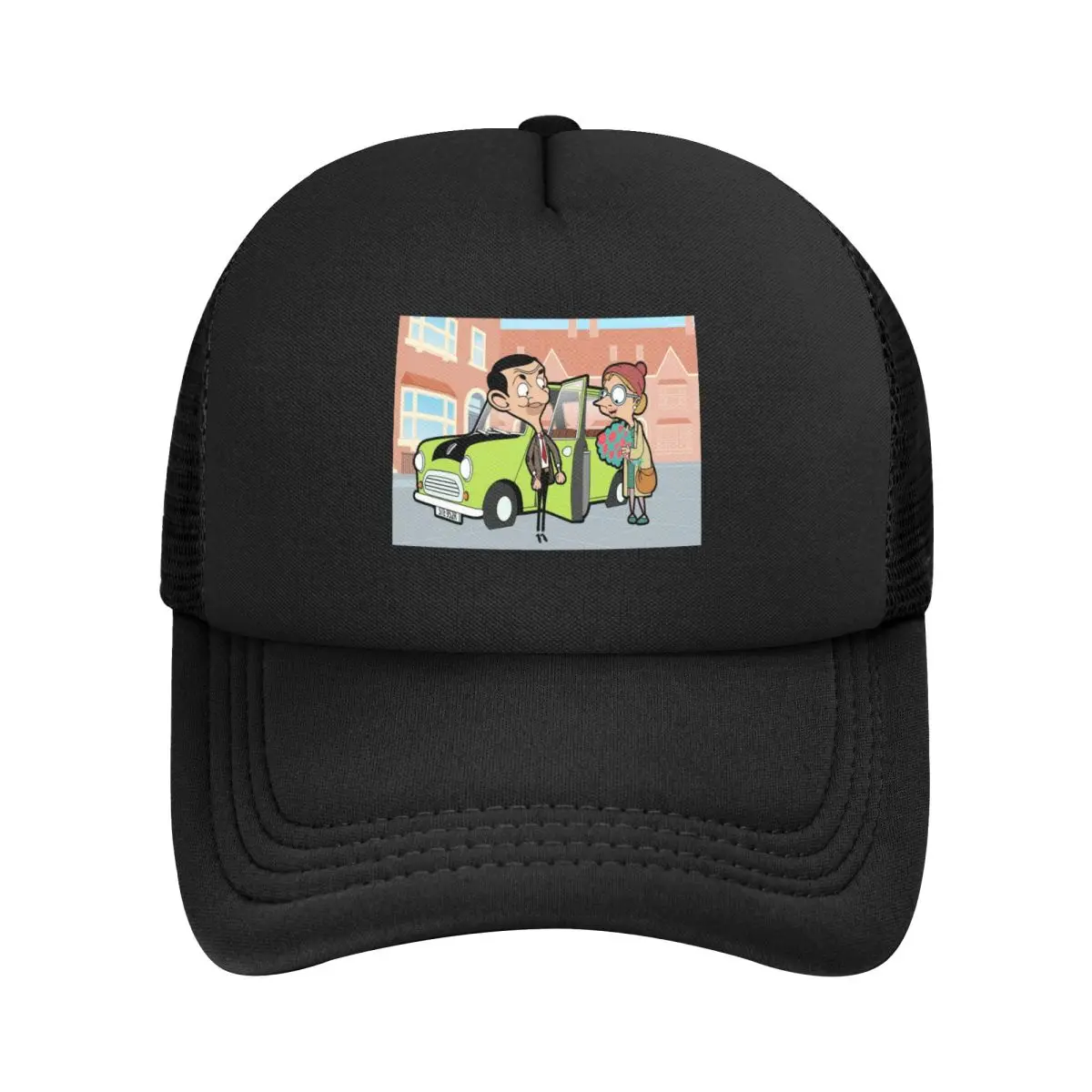 Фото Сетчатые бейсболки Mr Bean Snapback, модные бейсболки, дышащие повседневные бейсболки, уличные унисекс №1