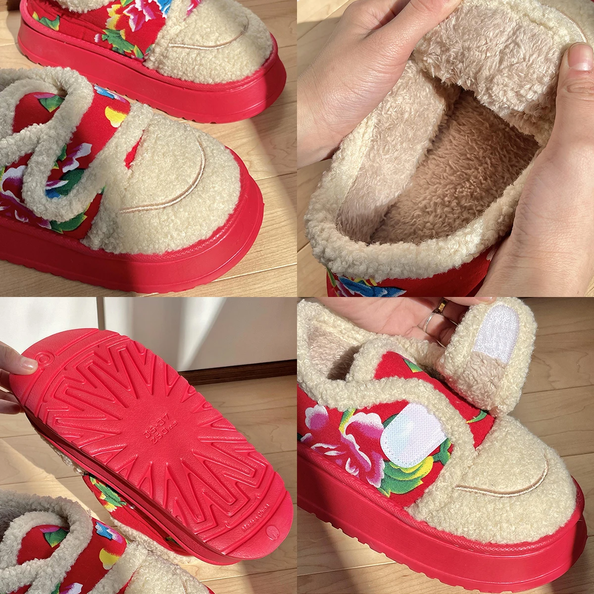 Женские ботинки с закрытым носком Mo Dou теплые плюшевые тапочки мягкая толстая