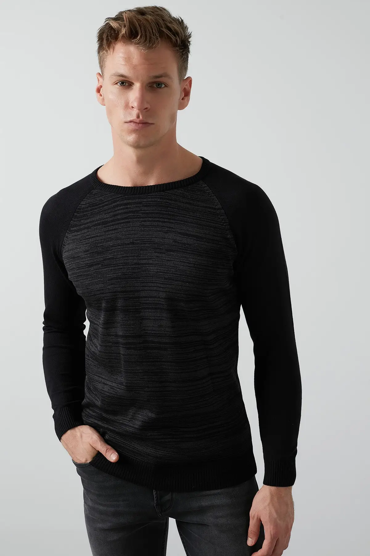 

Men's Black-anthracite Sweater Traf Sweater Cardigan Tops Pullover Sweatshirt 71732333333