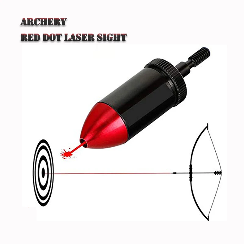 Archery Scope Tool Hunting Red Dot Laser Collimator with Threaded Tail Laser Arrow Sight Crossbow Hunting Training Accessories