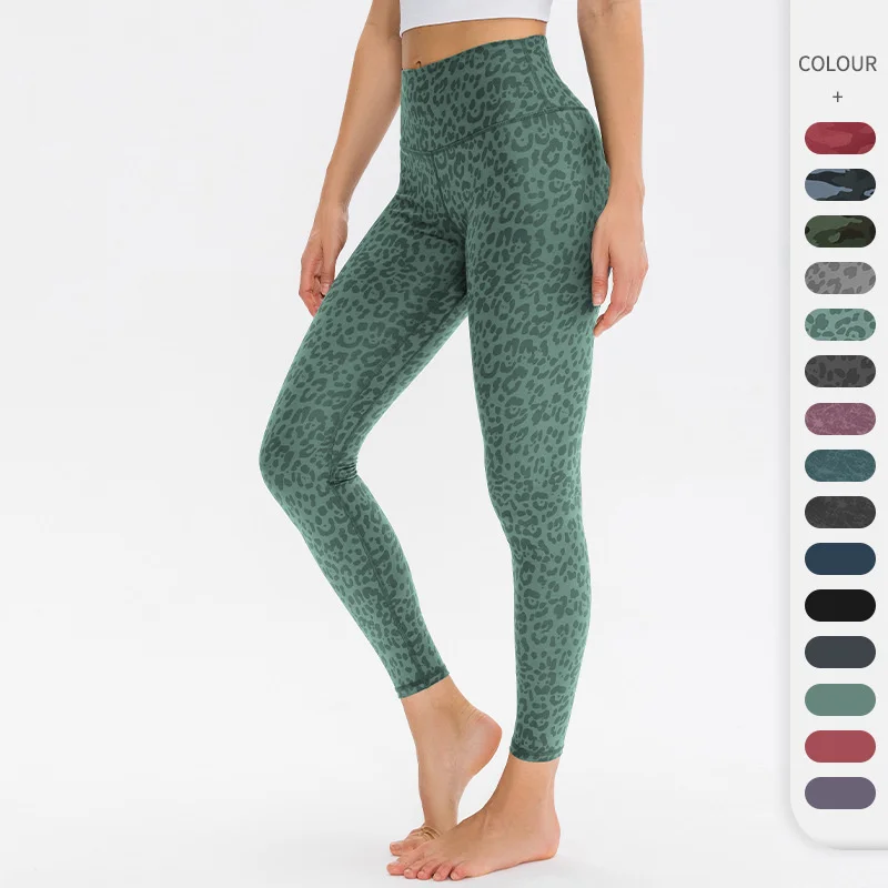 

Женские камуфляжные брюки для фитнеса, трико для бега, штаны для йоги, с леопардовым принтом, с высокой талией и бедрами, быстросохнущие спор...