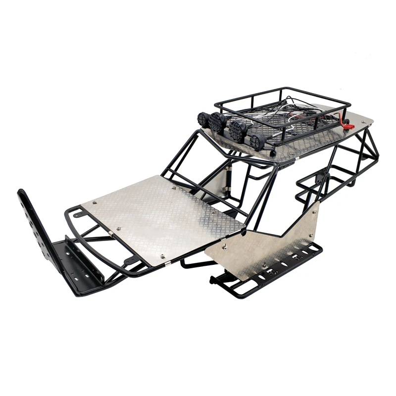 For 1/10 Scale RC Axial Wraith Metal Roll Cage Frame Body With Roof Rack And Metal Sheets Side Step