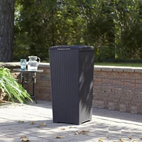large outdoor trash can with lid perfect for backyard hosting patio kitchen use 15 in w x 15 in d x 33 3 in h espresso brown