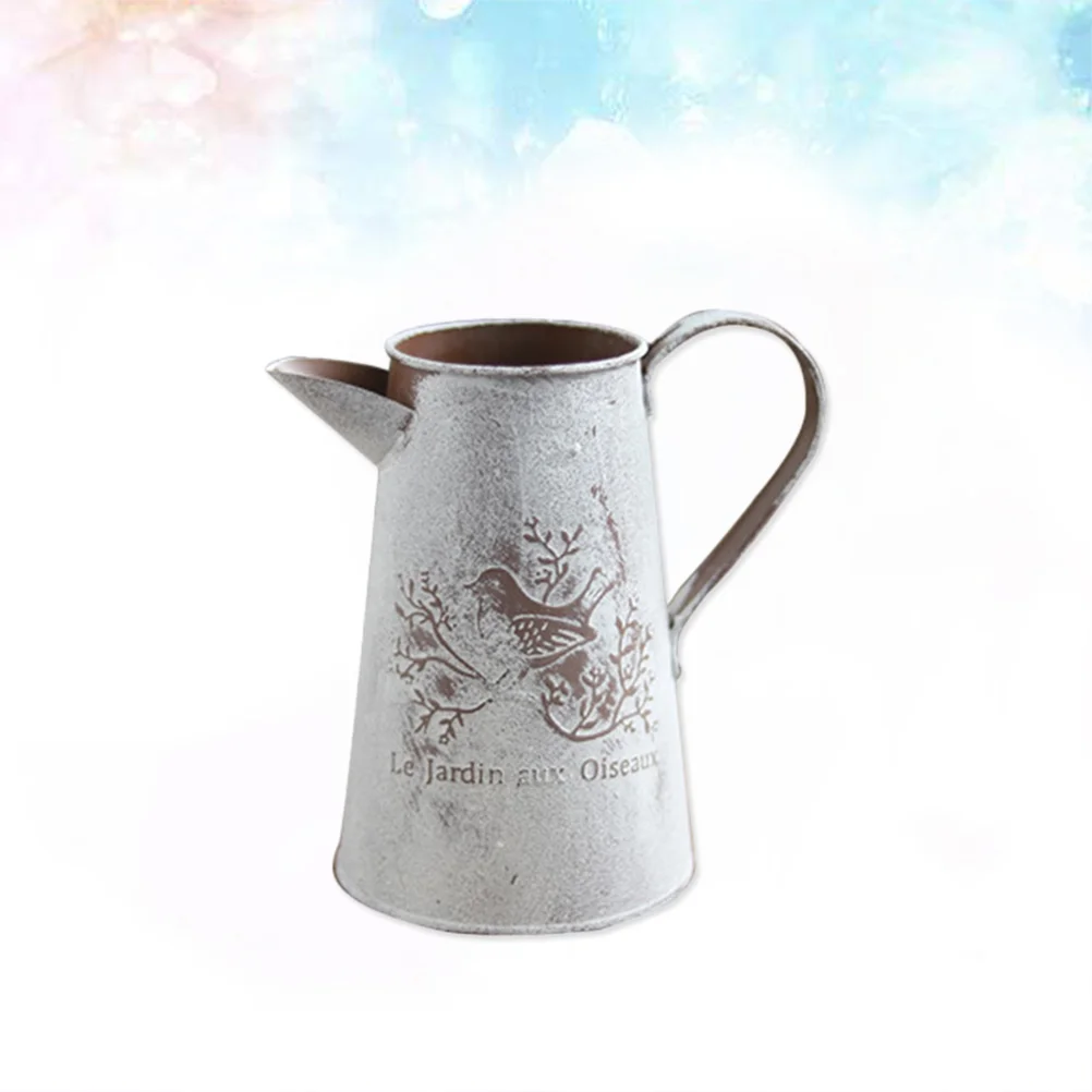 

Flower Bucket Vase Metal Pot Planter Jug Farmhouse Can Tin Iron Watering Galvanized Rustic Shabby Pitcher Vintage Gardenmilk