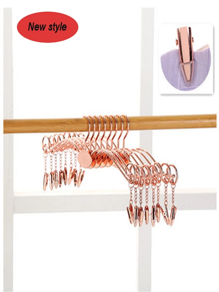 

Non-slip Metal Rose Gold Hangers Wardrobe Storage for Underwear Bra Clothes Rack Clothespin Socks Panties Clip Closet Organizer