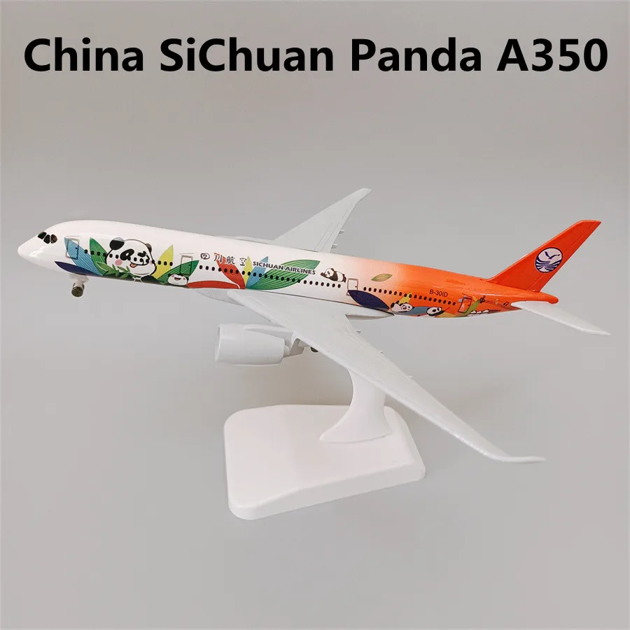 

20cm Alloy Metal Air China Sichuan Airlines Airbus 350 A350 Cartoon Panda Airplane Model Diecast Air Plane Model Aircraft Gifts
