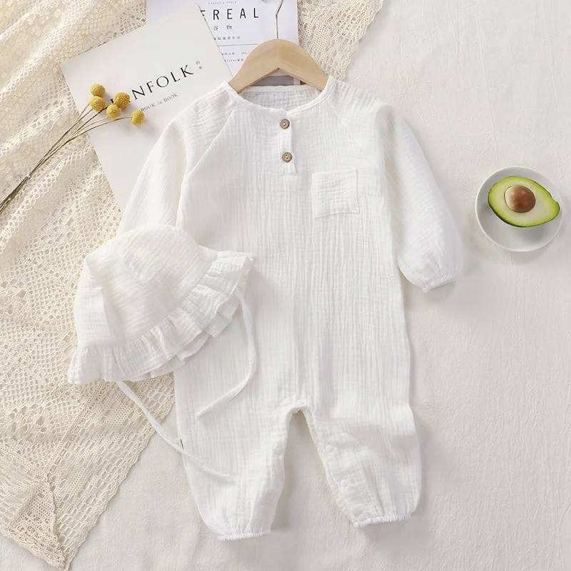 Autumn Spring Baby Romper Muslin Cotton Kids Jumpsuit Newborn Girl Boy Clothes Toddler Onesie Infant Ouitfit Set Baby Clothing images - 6