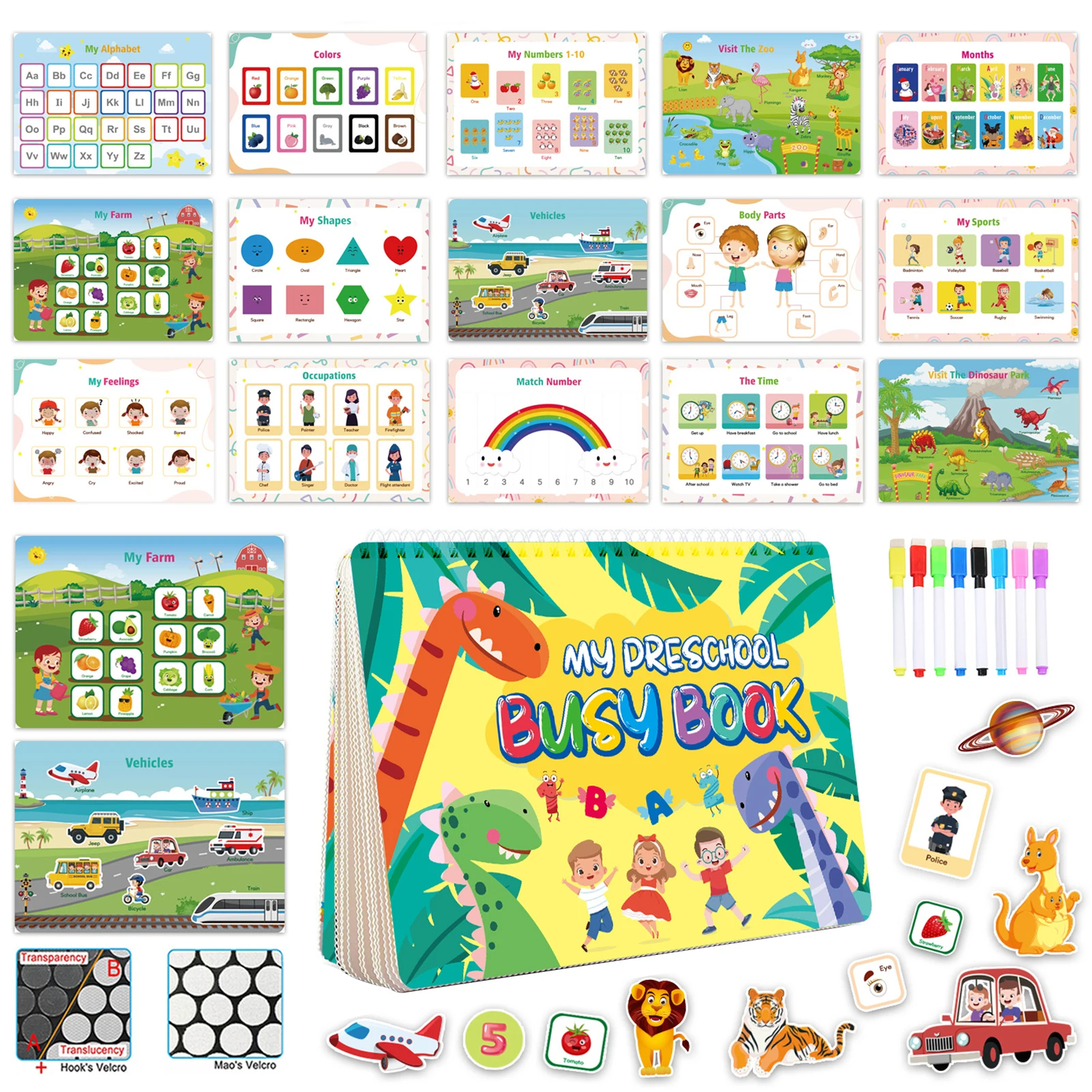 

Preschool Learning Book For Toddlers Montessori Busy Book Educational Toys Carry On Travel Quiet Activity Book Learn Number