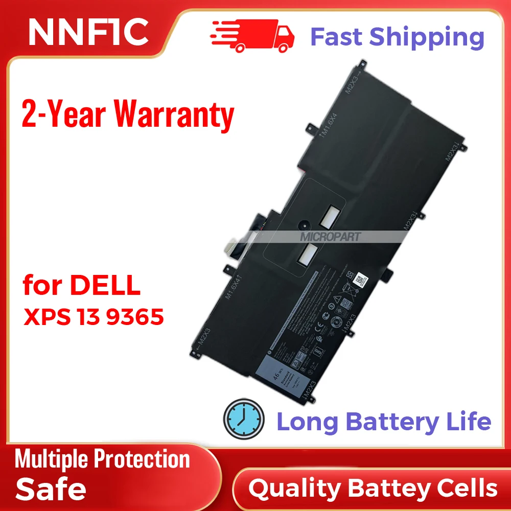 Сменный аккумулятор NNF1C для ноутбука Dell XPS 13 9365 2 в 1 46 Вт/ч 7 6 В длительный срок