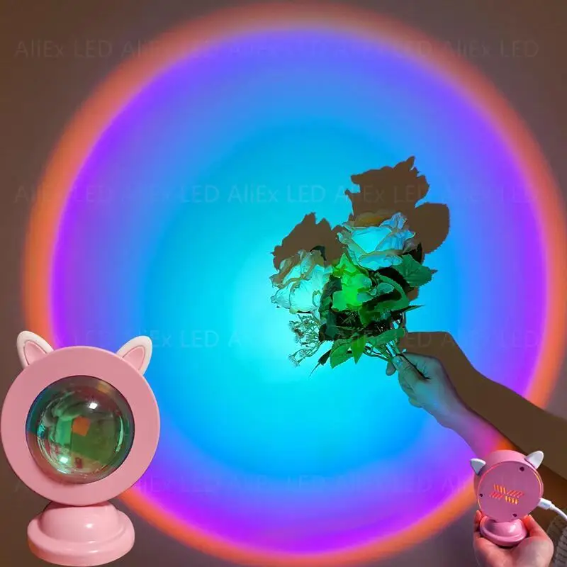 

Sunset Lamp Light Atmosphere Led Light Sunset Bedroom Projection Rainbow Bedside Table Lamp Night Light Decoration New Year Gift