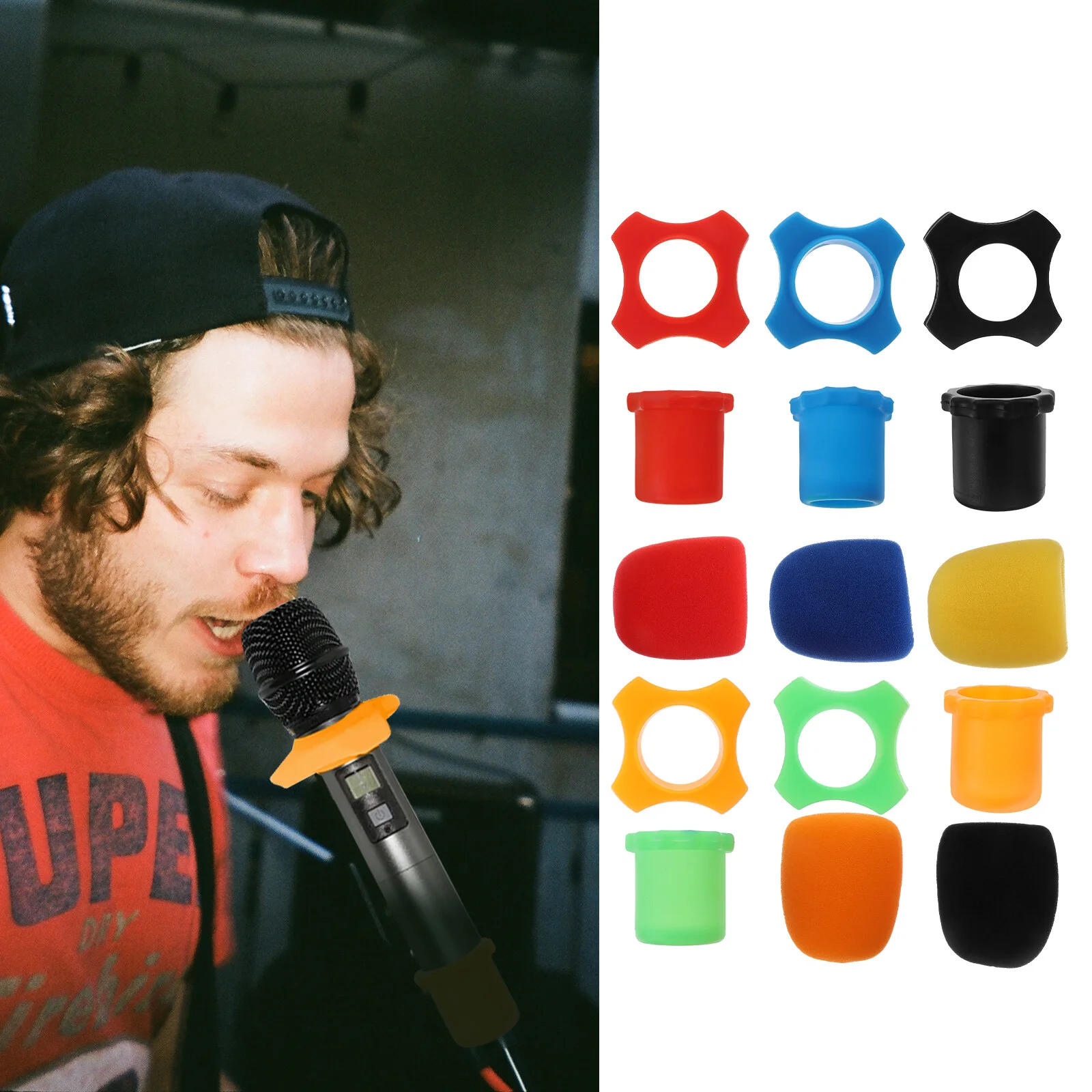 

15 Pcs Wireless Microphones Casing Protective Ring Windscreen Cover Tail Sponge Bottom