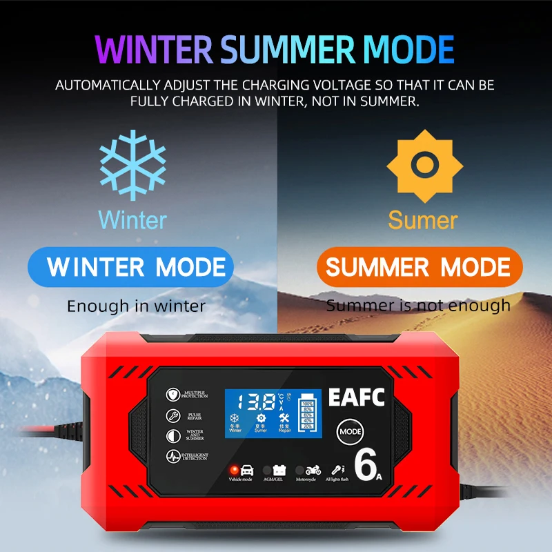 Цифровое автомобильное зарядное устройство с большим экраном 12 В 6 А для