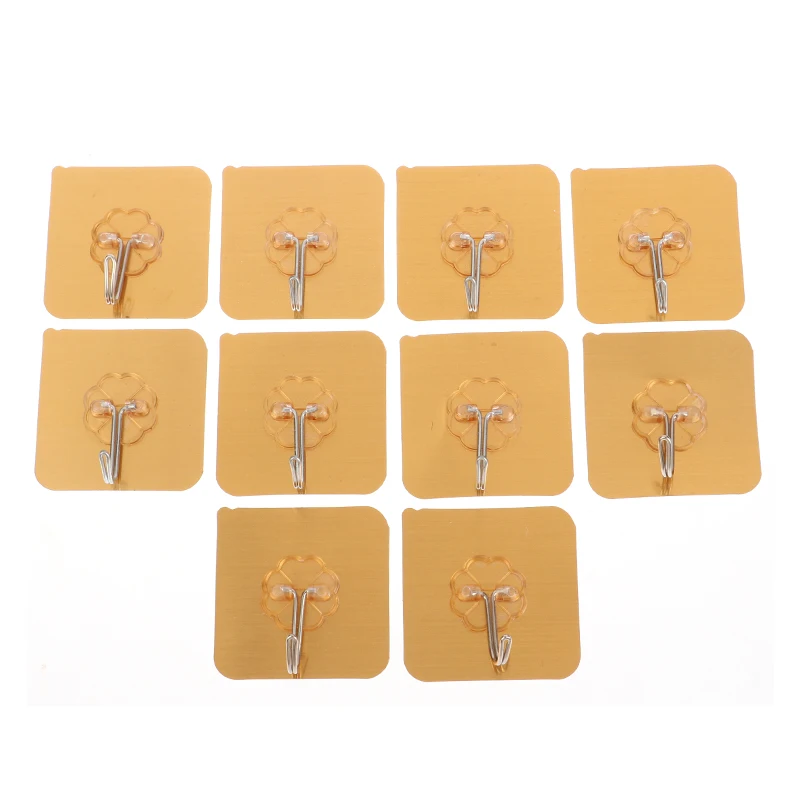 

10PCS Transparent Stainless Steel Strong Self Adhesive Hook Key Storage Hanger For Kitchen Bathroom Door Wall Multi-Function New