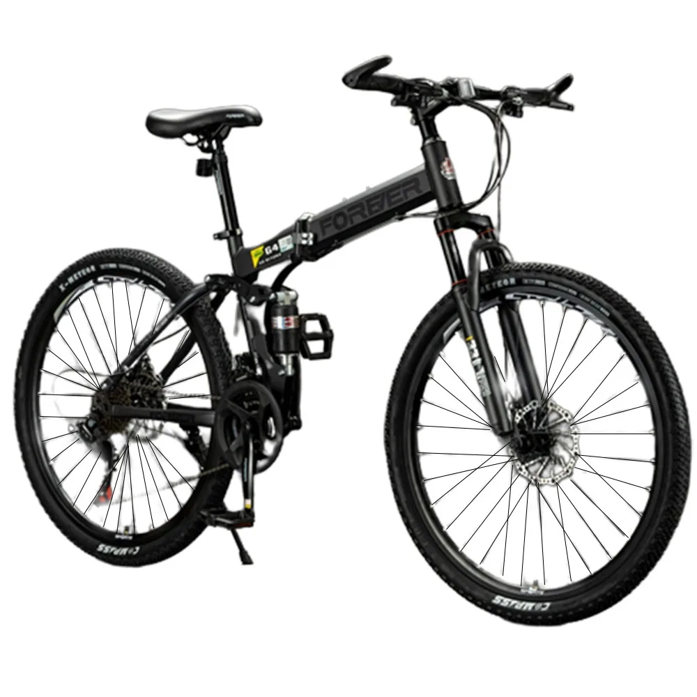 

24 Inches Riding Bike Foldable Bicycle High Carbon Steel Frame Dual Disc Brakes Bold Wear-Resistant Tires Small And Light