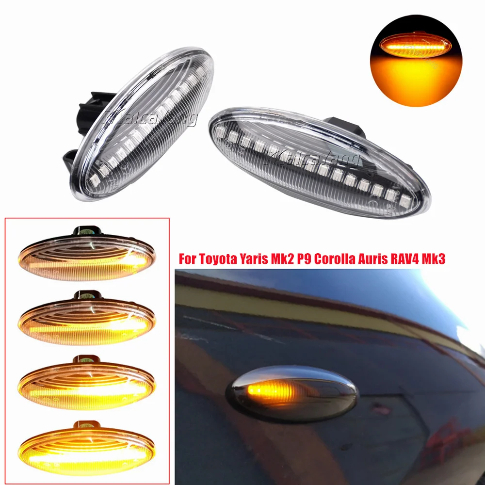 

Led Dynamic Side Marker Turn Signal Lights Sequential Blinker Lamps For Toyota Yaris Mk2 P9 RAV4 Mk3 ACA3/ALA3 Auris Mk1 E15